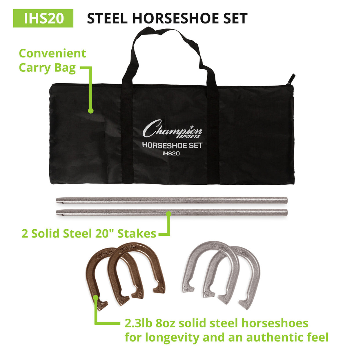 Champion Sports STEEL HORSESHOE SET