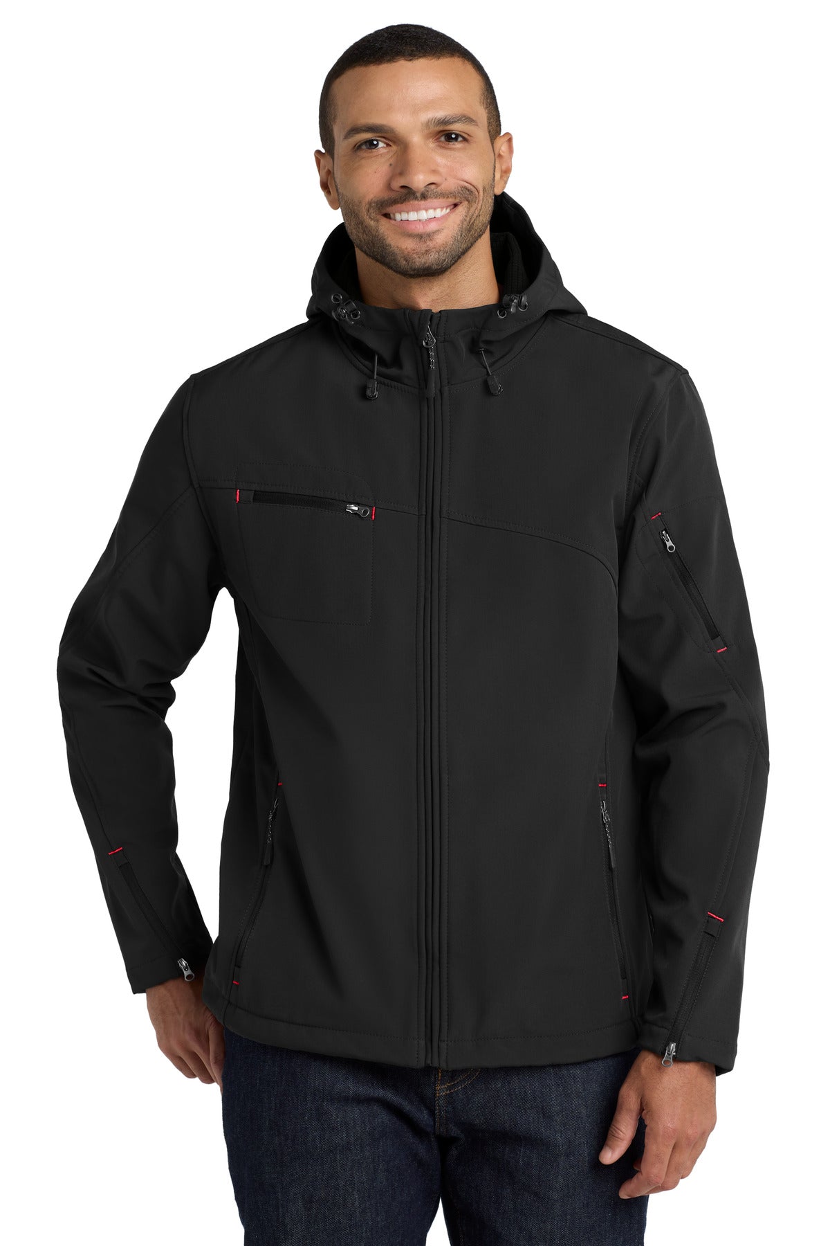 Port Authority J706 Textured Hooded Soft Shell Jacket