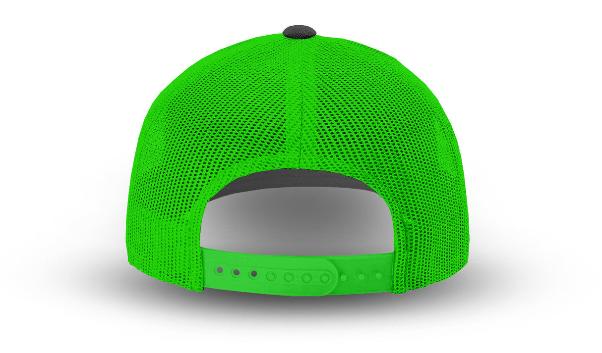 Joe's USA Original Trucker Hat JOE112 - Charcoal/Neon Green - Angle View 3