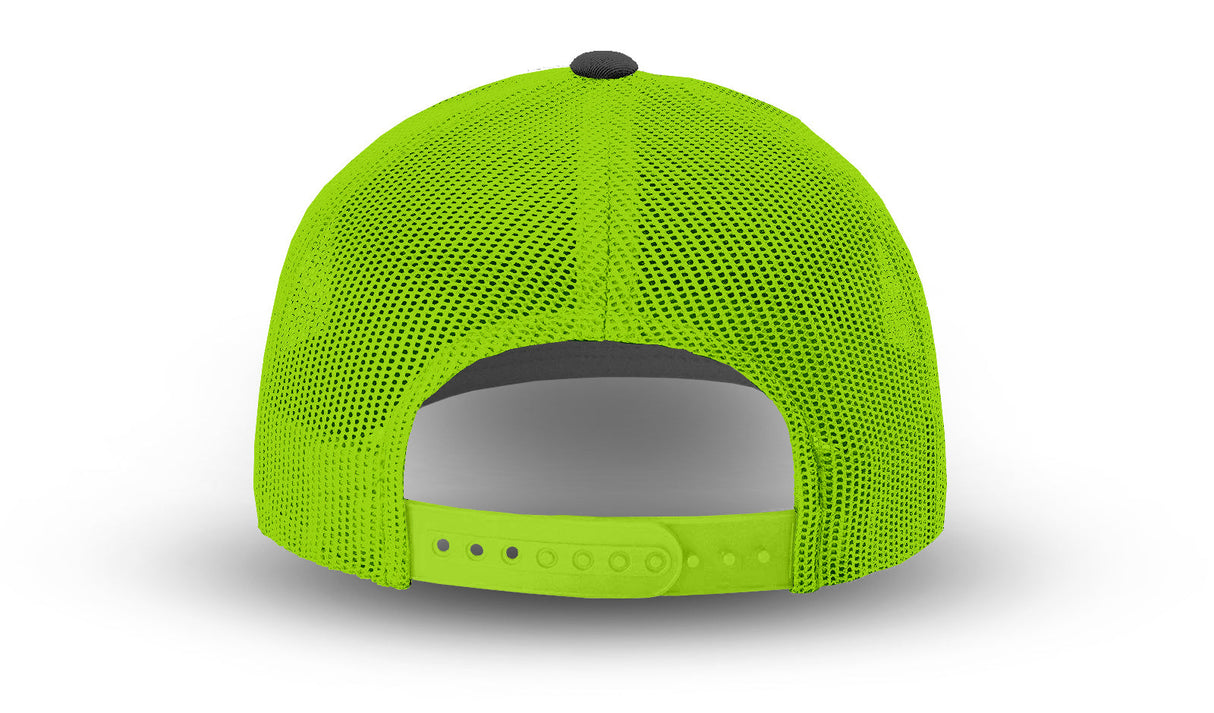 Joe's USA Original Trucker Hat JOE112 - Charcoal/Neon Yellow - Angle View 3