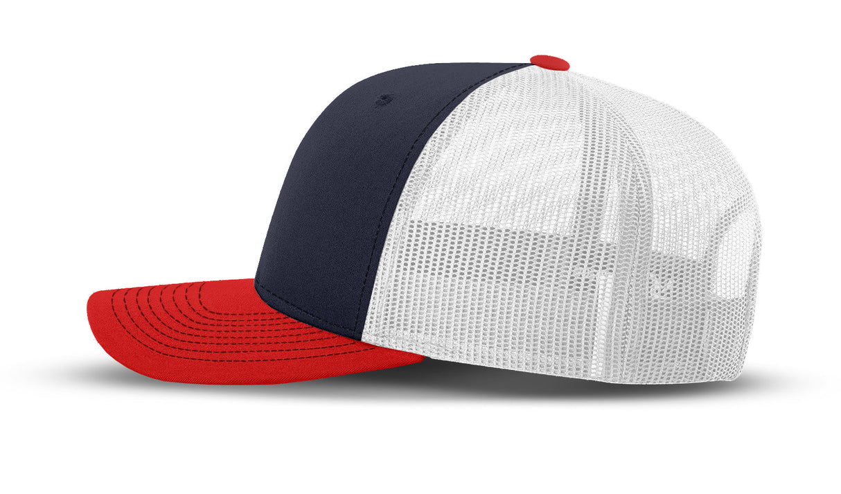 Joe's USA Original Trucker Hat JOE112 - Navy/Red/White - Angle View 2
