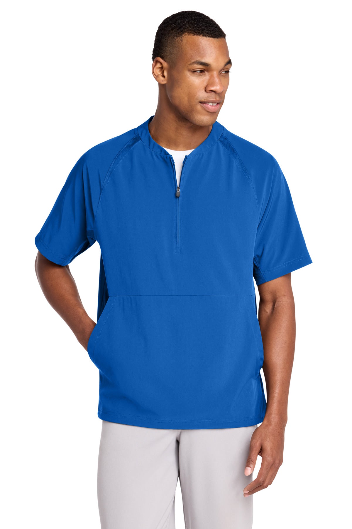 Sport-Tek JST489 Repeat 1/2-Zip Short Sleeve Jacket Wholesale Athletic Warm-Up Jackets