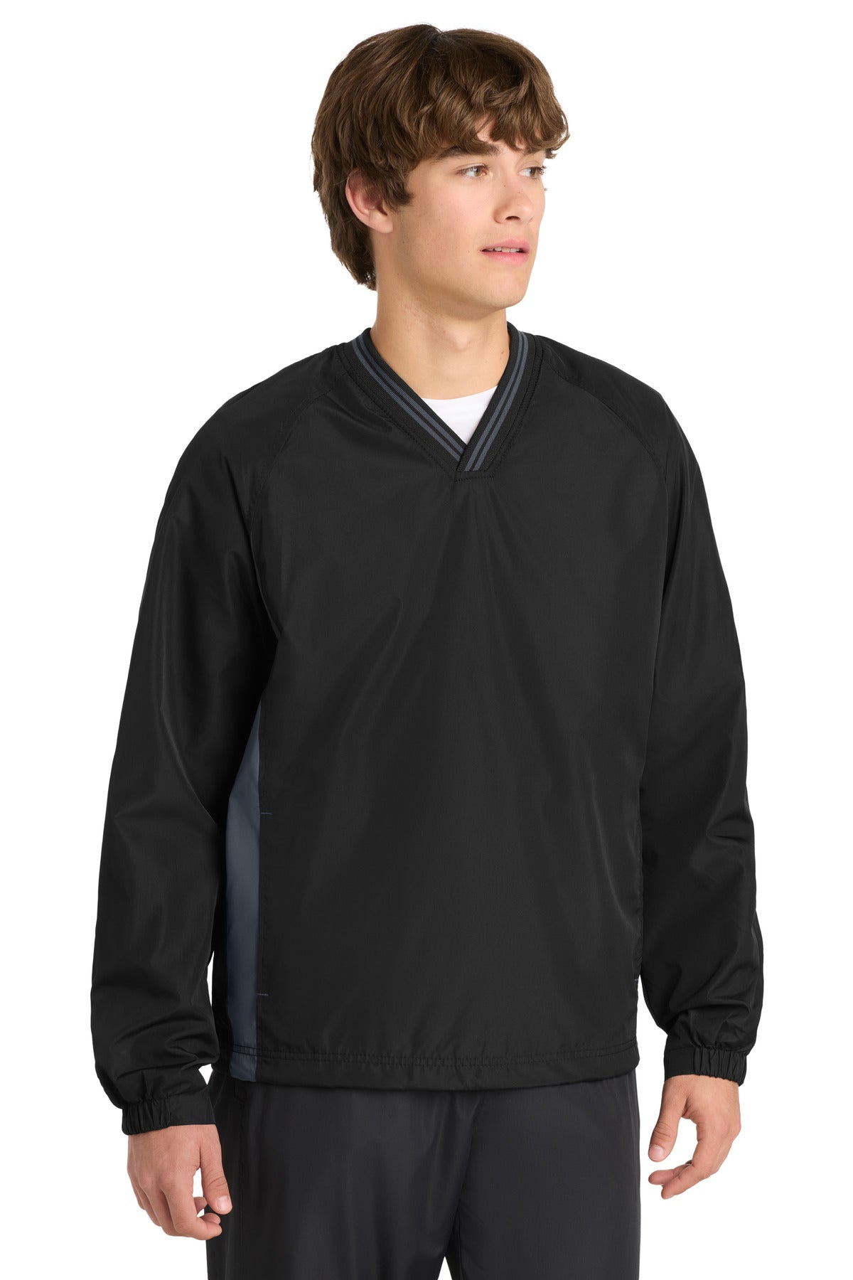 Sport-Tek JST62 Tipped V-Neck Raglan Wind Shirt