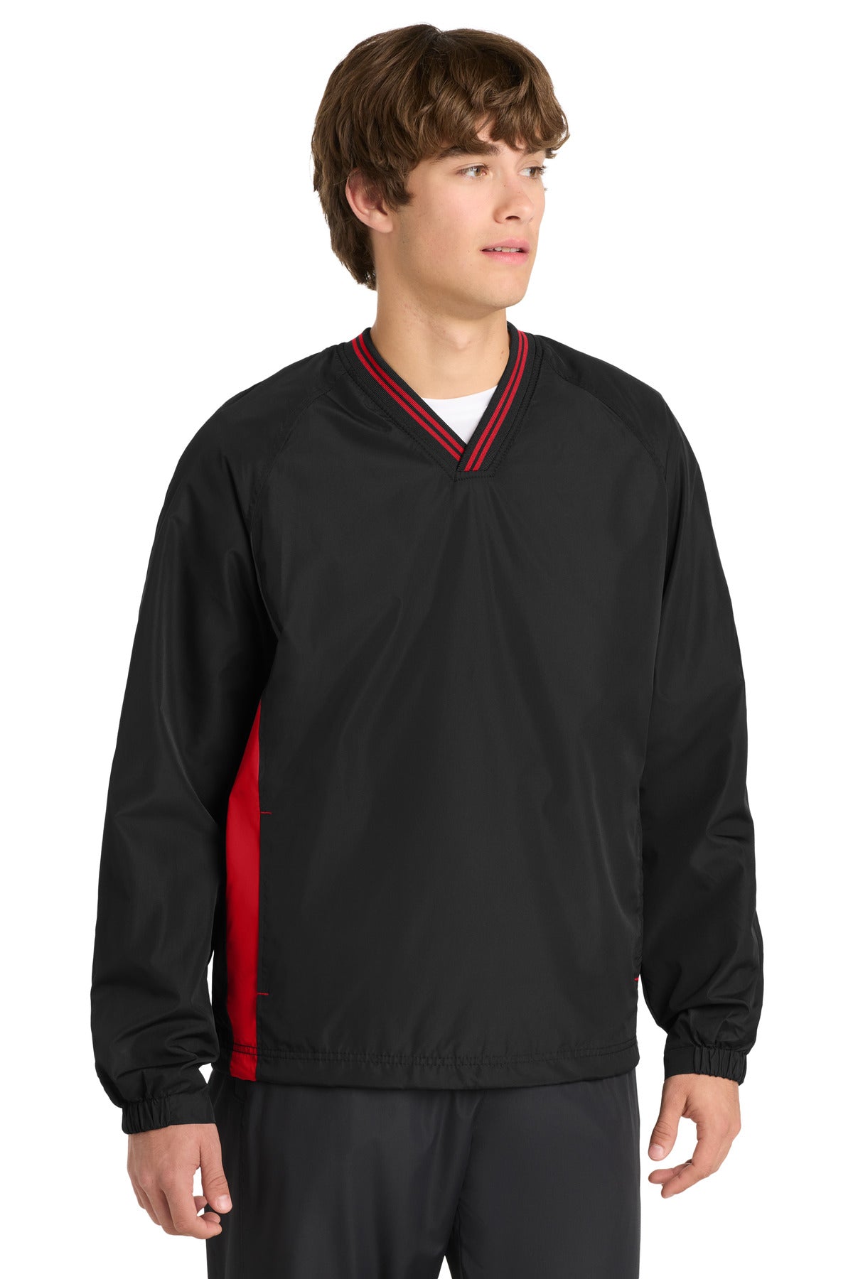 Sport-Tek JST62 Tipped V-Neck Raglan Wind Shirt
