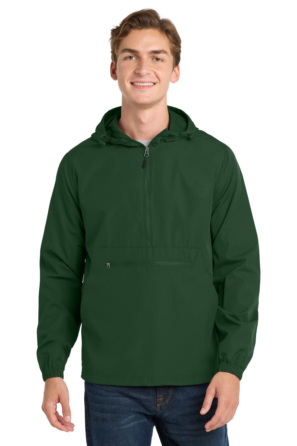 Sport-Tek JST66 Packable Anorak Lightweight Water-Resistant Windbreaker Jacket