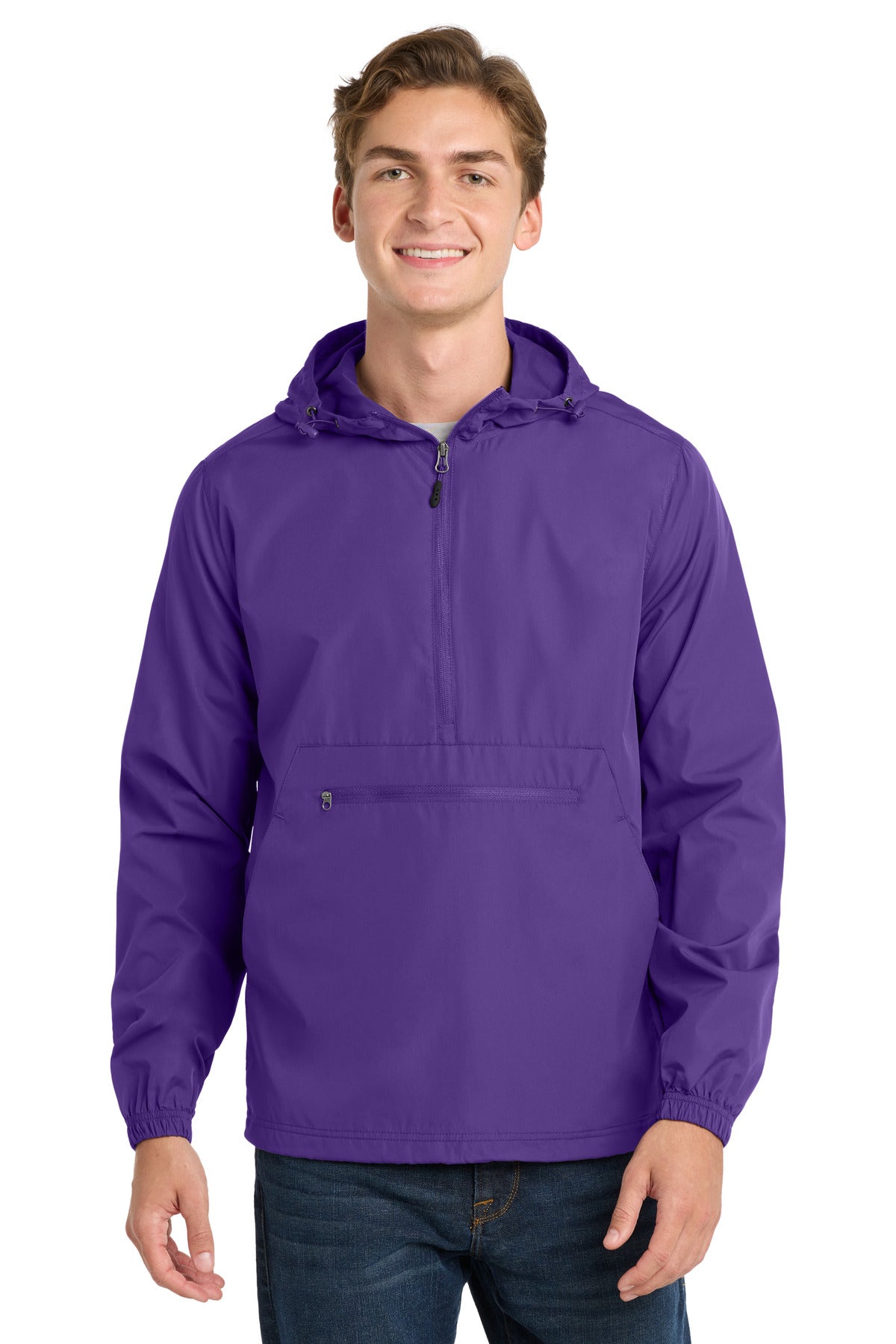 Sport-Tek JST66 Packable Anorak Lightweight Water-Resistant Windbreaker Jacket
