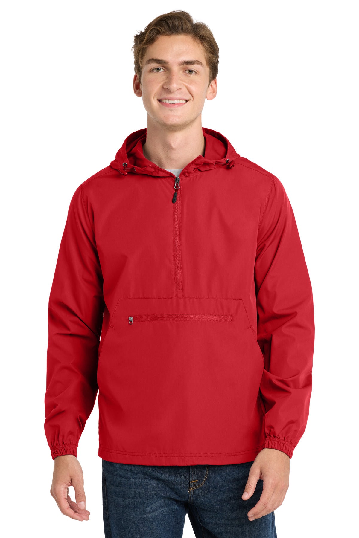 Sport-Tek JST66 Packable Anorak Lightweight Water-Resistant Windbreaker Jacket