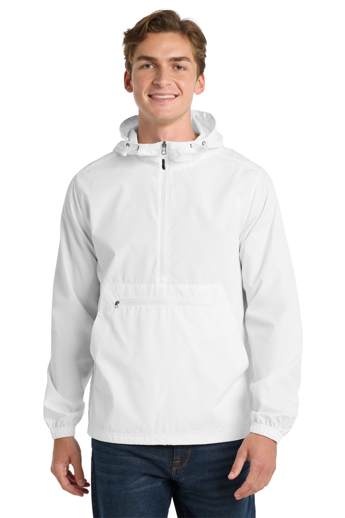 Sport-Tek JST66 Packable Anorak Lightweight Water-Resistant Windbreaker Jacket