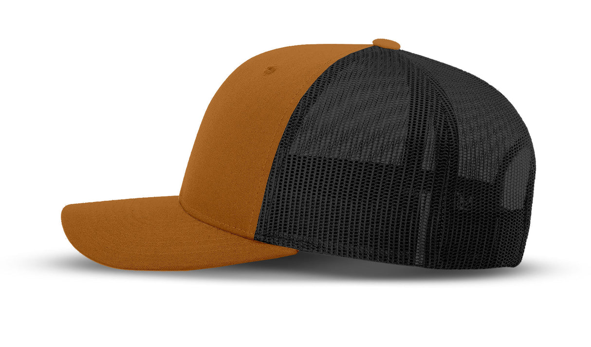 Joe's USA Original Trucker Hat JOE112 - Caramel/Black - Angle View 2