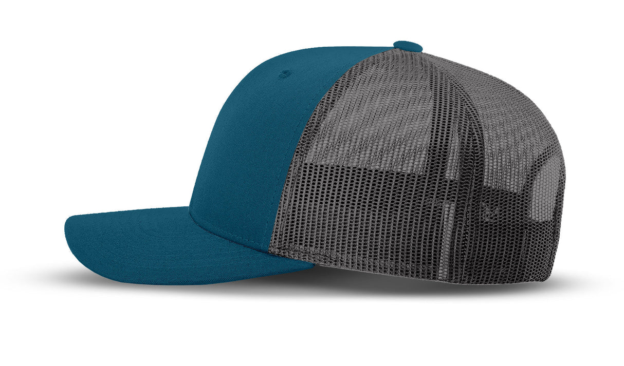 Joe's USA Original Trucker Hat JOE112 - Marine Blue/Charcoal - Angle View 2
