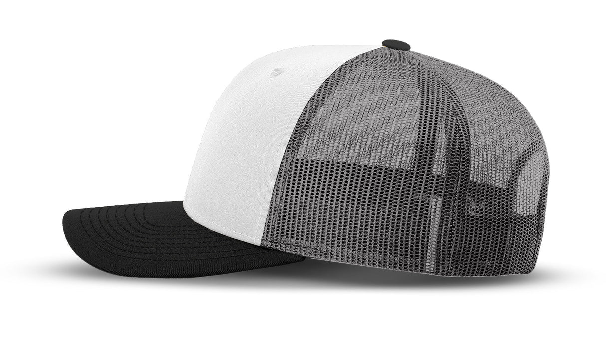 Joe's USA Original Trucker Hat JOE112 - White/Black/Gray - Angle View 2