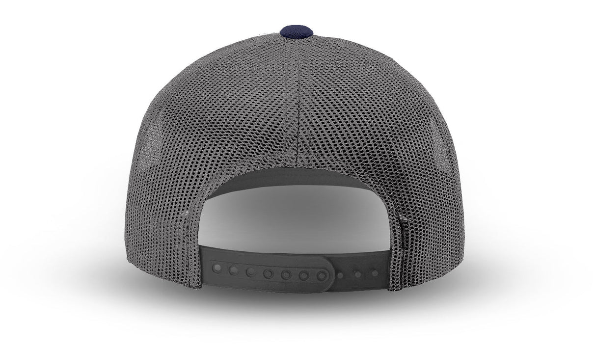 Joe's USA Original Trucker Hat JOE112 - White/Navy/Gray - Angle View 3
