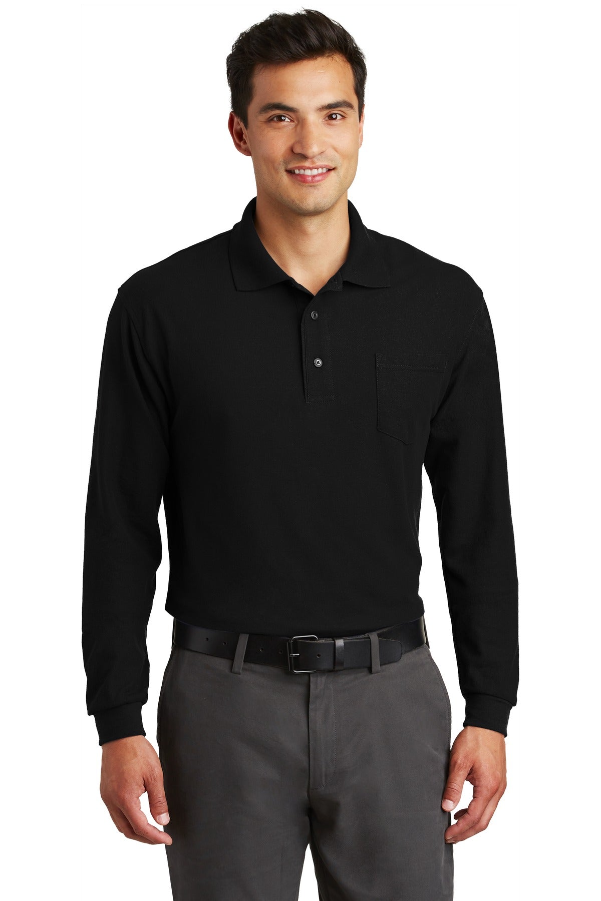 Port Authority ® Long Sleeve Silk Touch™ Polo with Pocket. K500LSP - Port Authority K500LSP