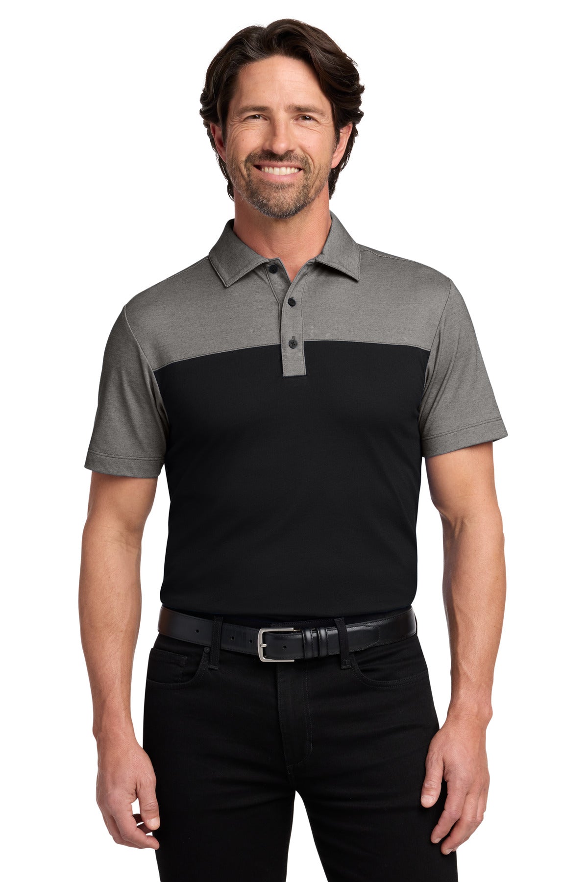 Port Authority K831 Fine Pique Blend Blocked Polo