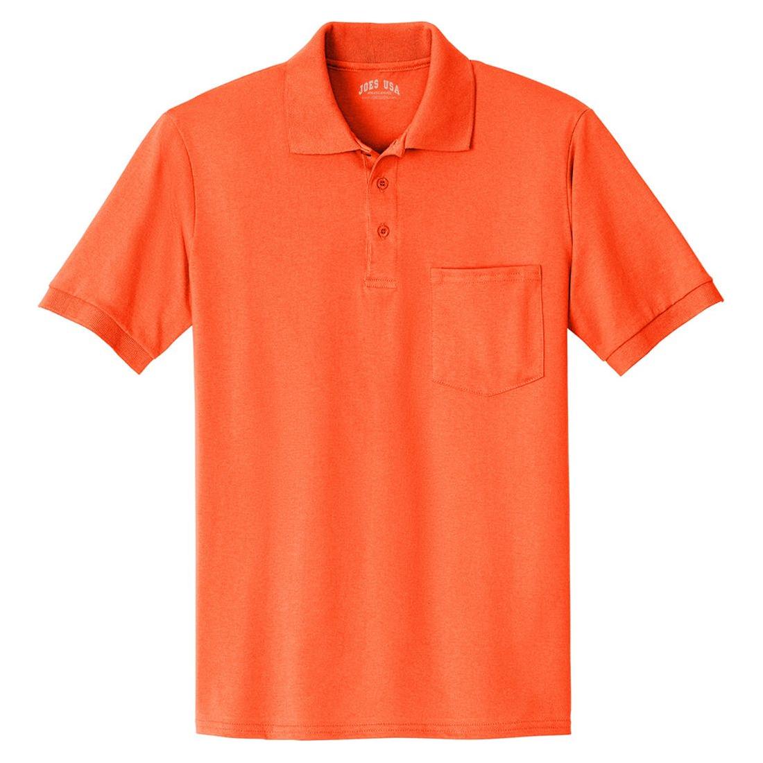Mens 5.5-Ounce Jersey Knit Pocket Polo. Adult Sizes: S-6XL Polos/Knits Joe's USA Small Safety Orange