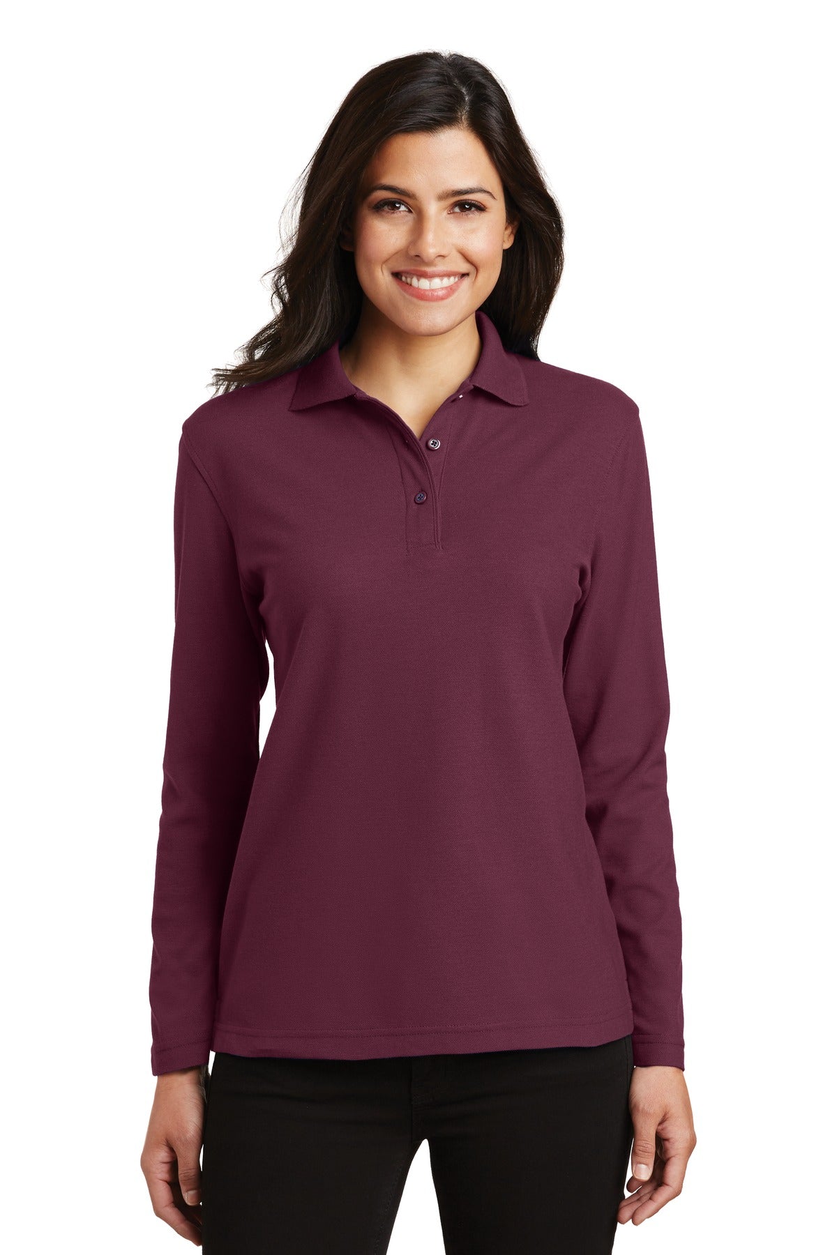 Port Authority L500LS Women's Silk Touch Long Sleeve Polo Wholesale Blank