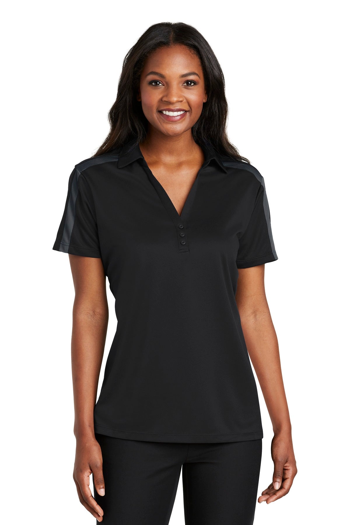 Port Authority L547 Women's Silk Touch Performance Colorblock Stripe Polo | Wholesale Blank