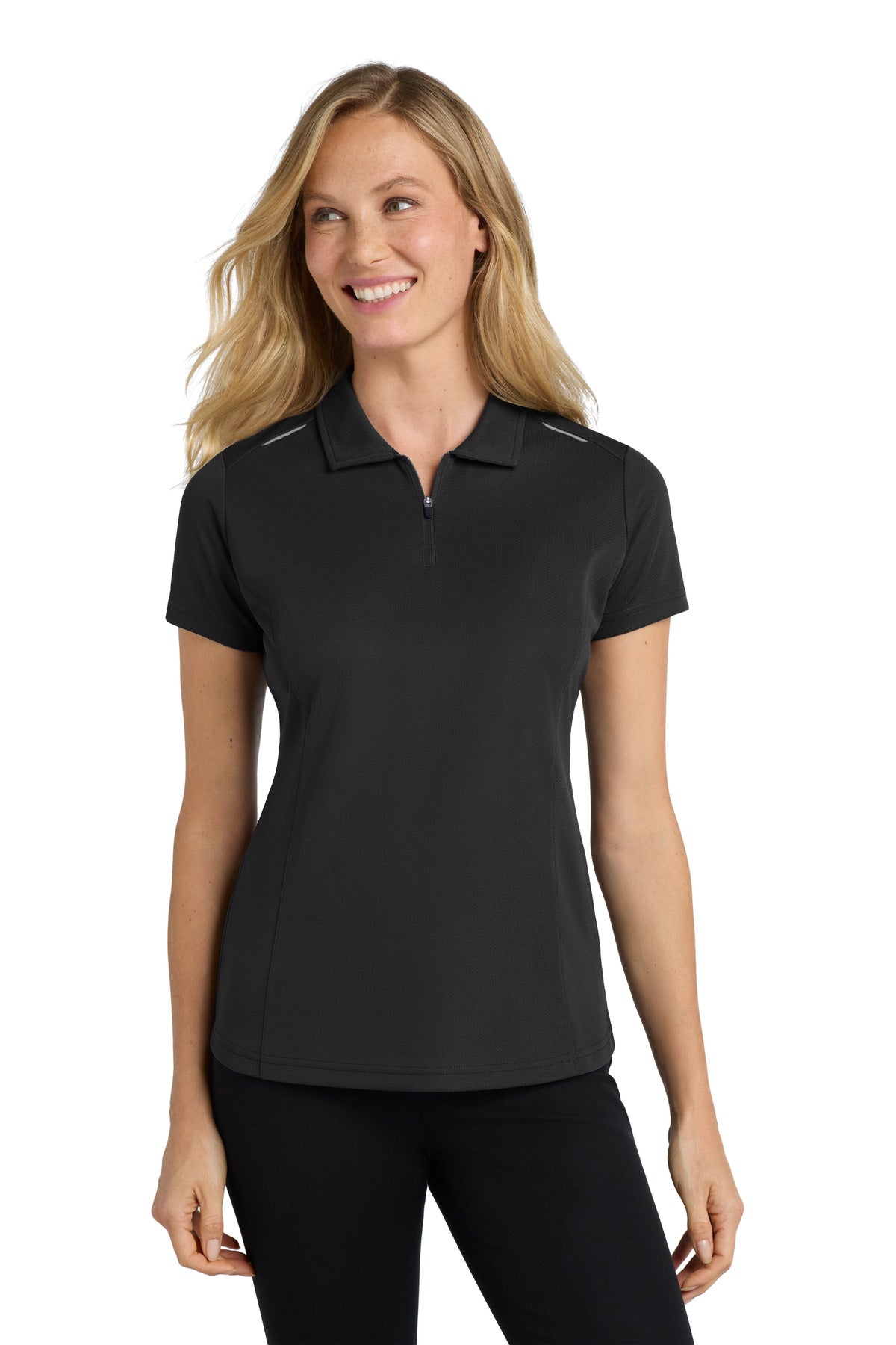 Port Authority ® Women's Pinpoint Mesh Zip Polo. L580 - Port Authority L580