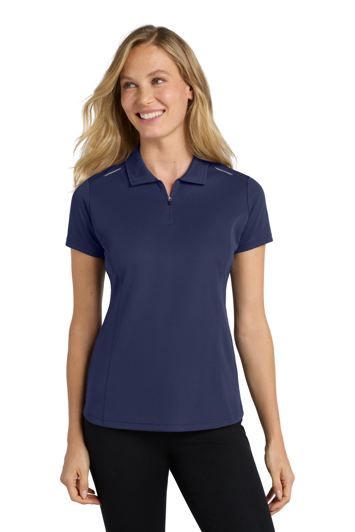 Port Authority ® Women's Pinpoint Mesh Zip Polo. L580 - Port Authority L580