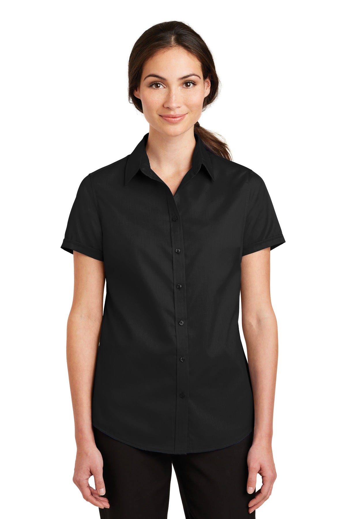 Port Authority ® Women's Short Sleeve SuperPro ™ Twill Shirt. L664 - Port Authority L664