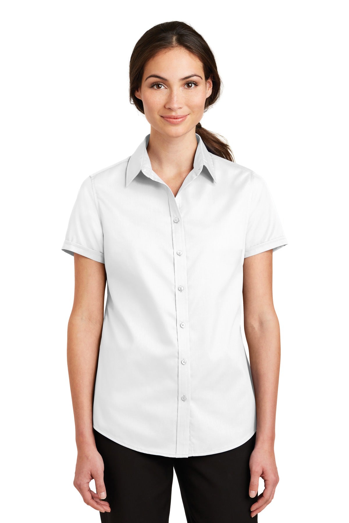 Port Authority ® Women's Short Sleeve SuperPro ™ Twill Shirt. L664 - Port Authority L664