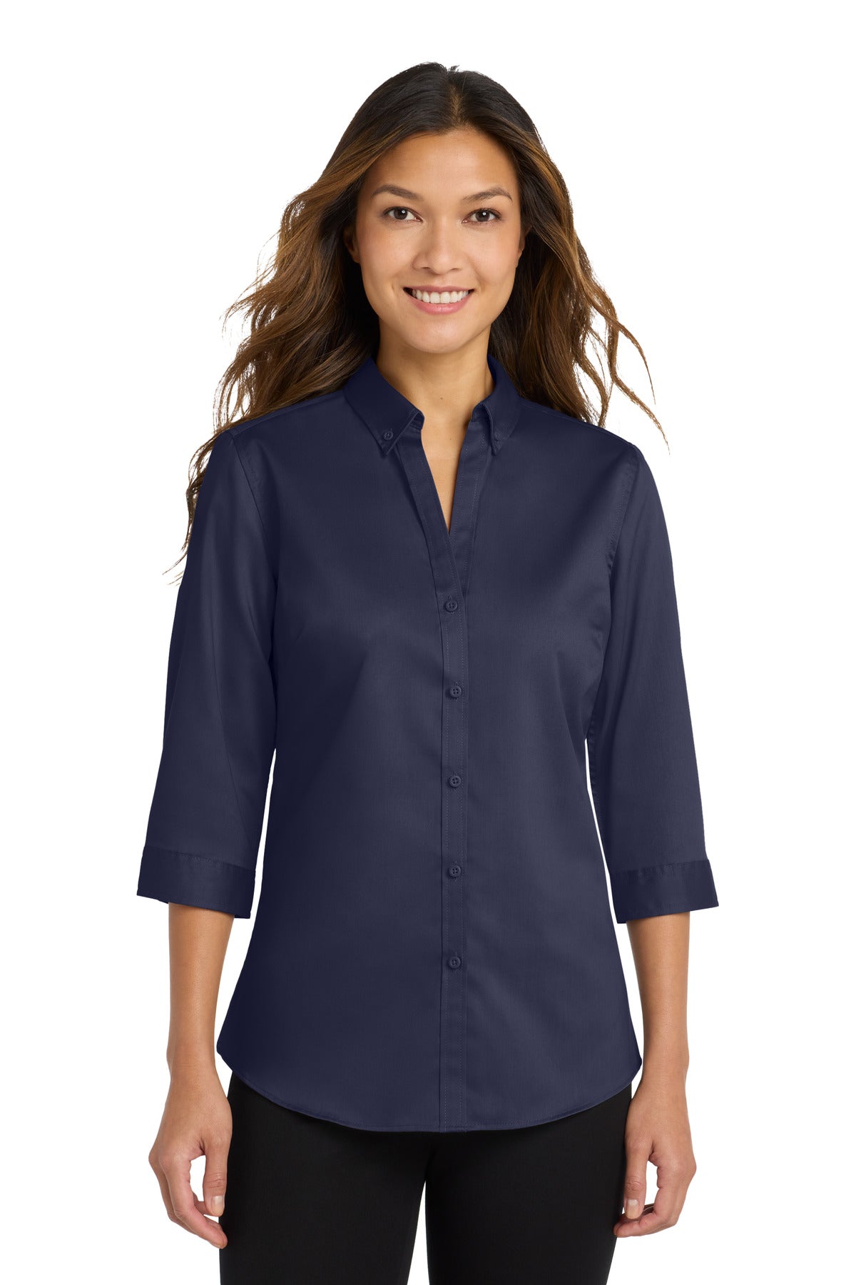 Port Authority ® Women's 3/4-Sleeve SuperPro ™ Twill Shirt. L665 - Port Authority L665