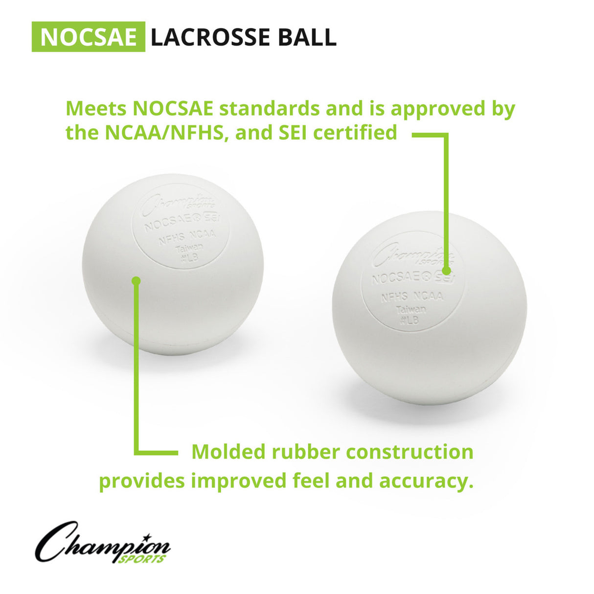 LACROSSE BALL SET WHITE, 3-PACK