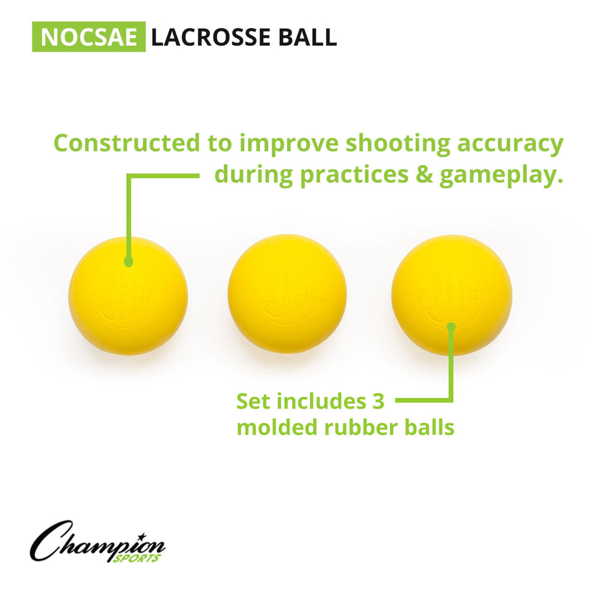 LACROSSE BALL SET WHITE, 3-PACK