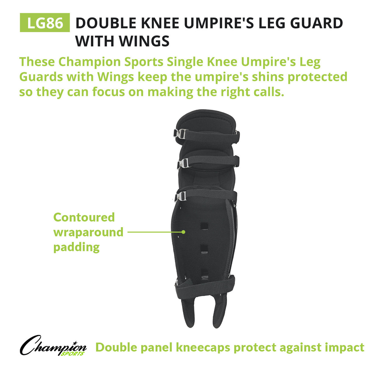Champion Sports DOUBLE KNEE UMPIRE LEG GUARDS WITH WINGS