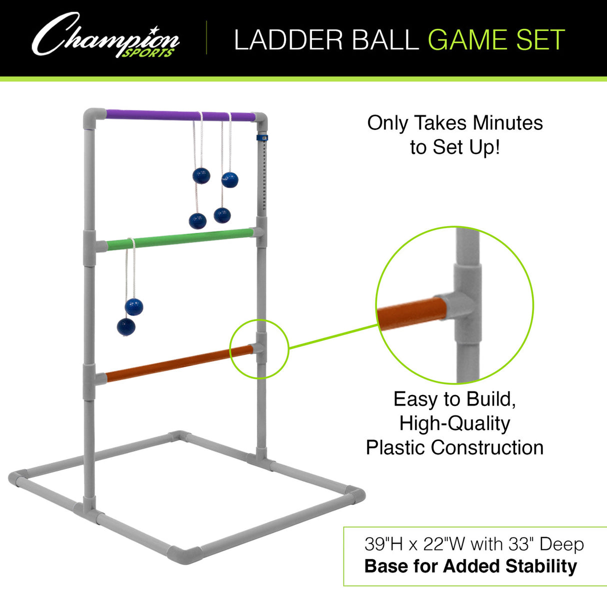 LADDER BALL GAME SET BLACK FRAME