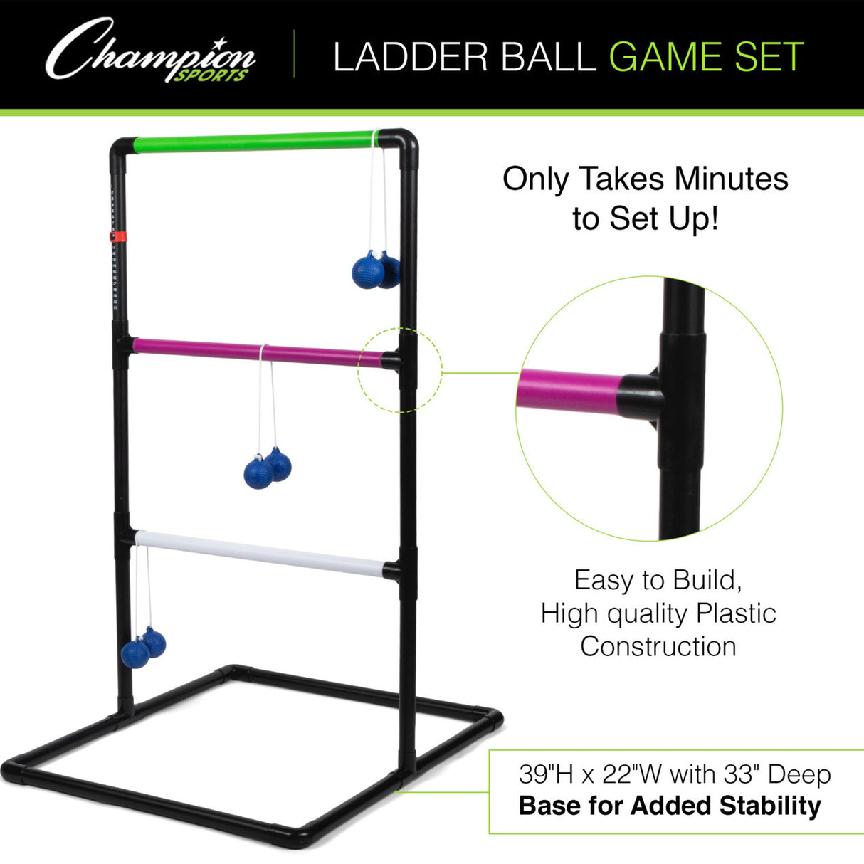 LADDER BALL GAME SET BLACK FRAME