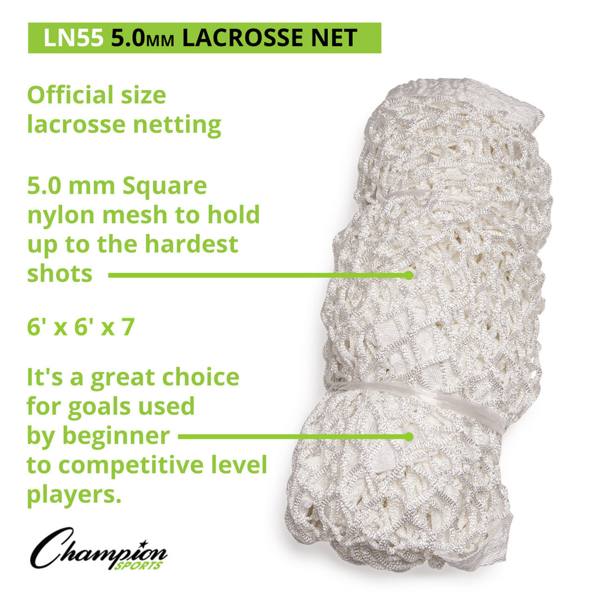 Champion Sports LACROSSE NET PAIR 8 MM KNOTLESS