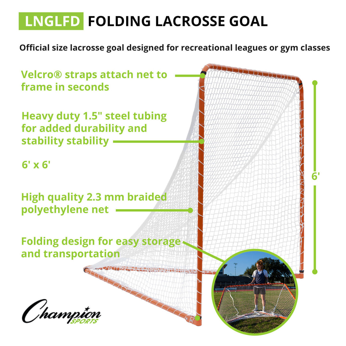 Champion Sports FOLDING BACKYARD LACROSSE GOAL