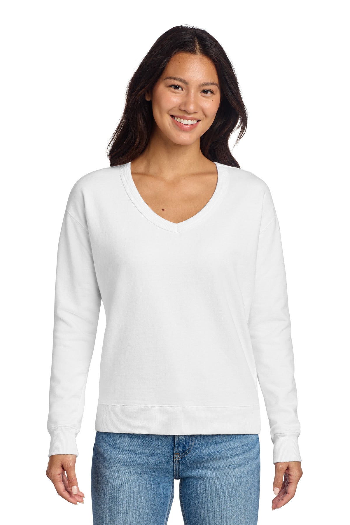 Port & Co ™ Women's Beach Wash ® Garment-Dyed V-Neck Sweatshirt LPC098V - Port & Company LPC098V