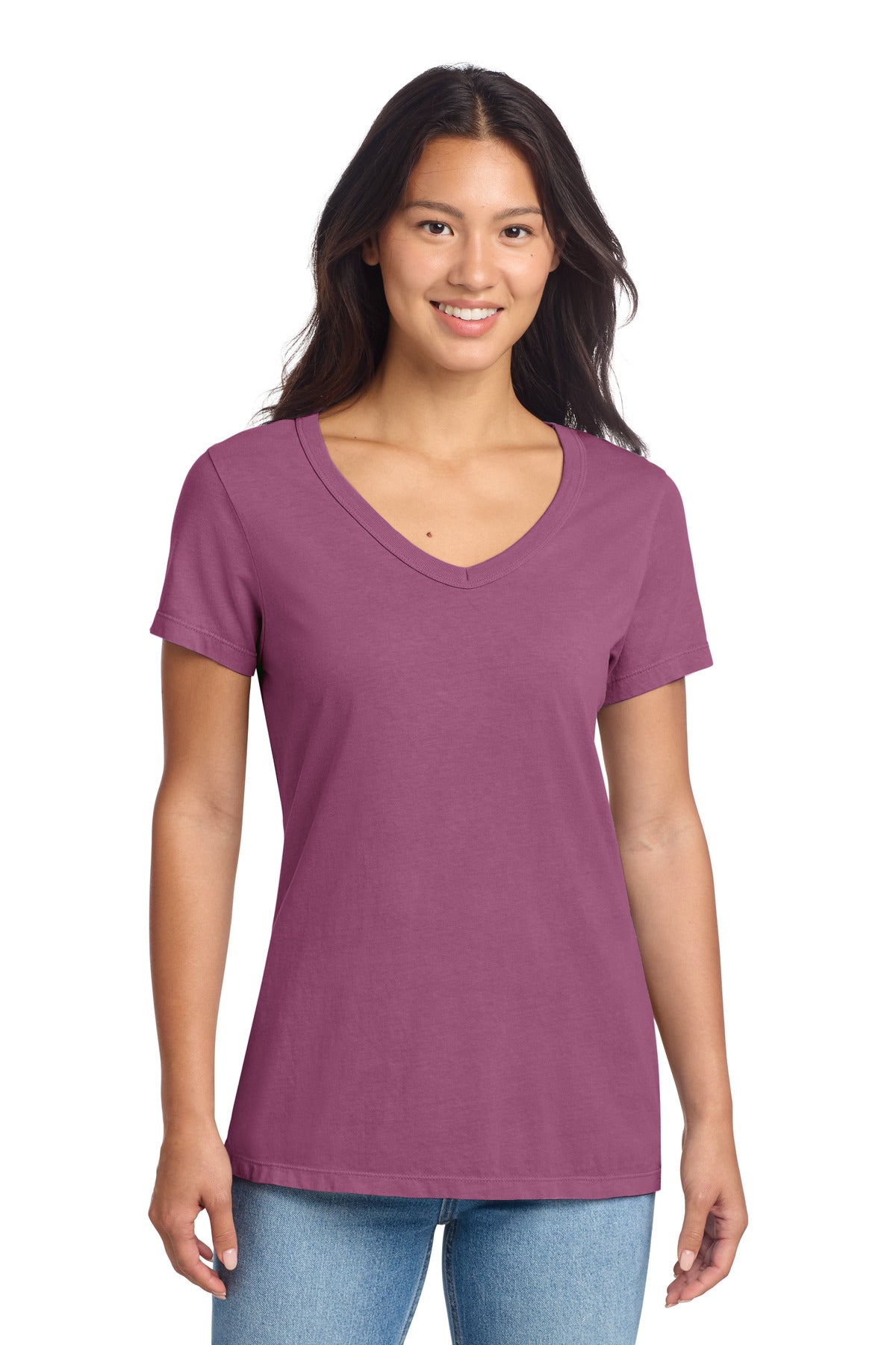 Port & Company LPC099V Women's Beach Wash Garment-Dyed V-Neck Tee | Port & Co LPC099V