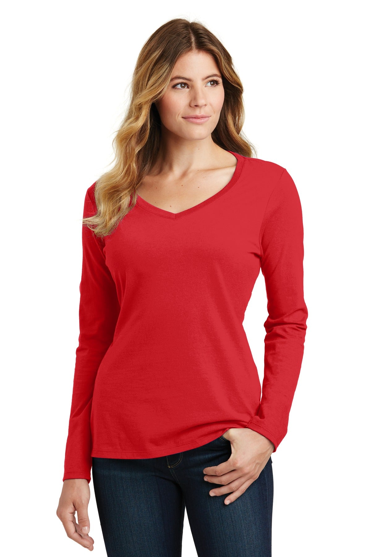 Port & Co ™ Women's Long Sleeve Fan Favorite V-Neck Tee. LPC450VLS - Port & Company LPC450VLS