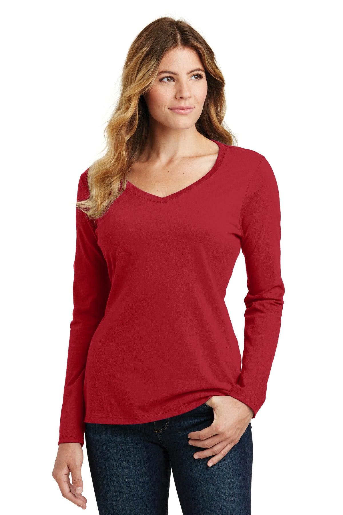 Port & Co ™ Women's Long Sleeve Fan Favorite V-Neck Tee. LPC450VLS - Port & Company LPC450VLS