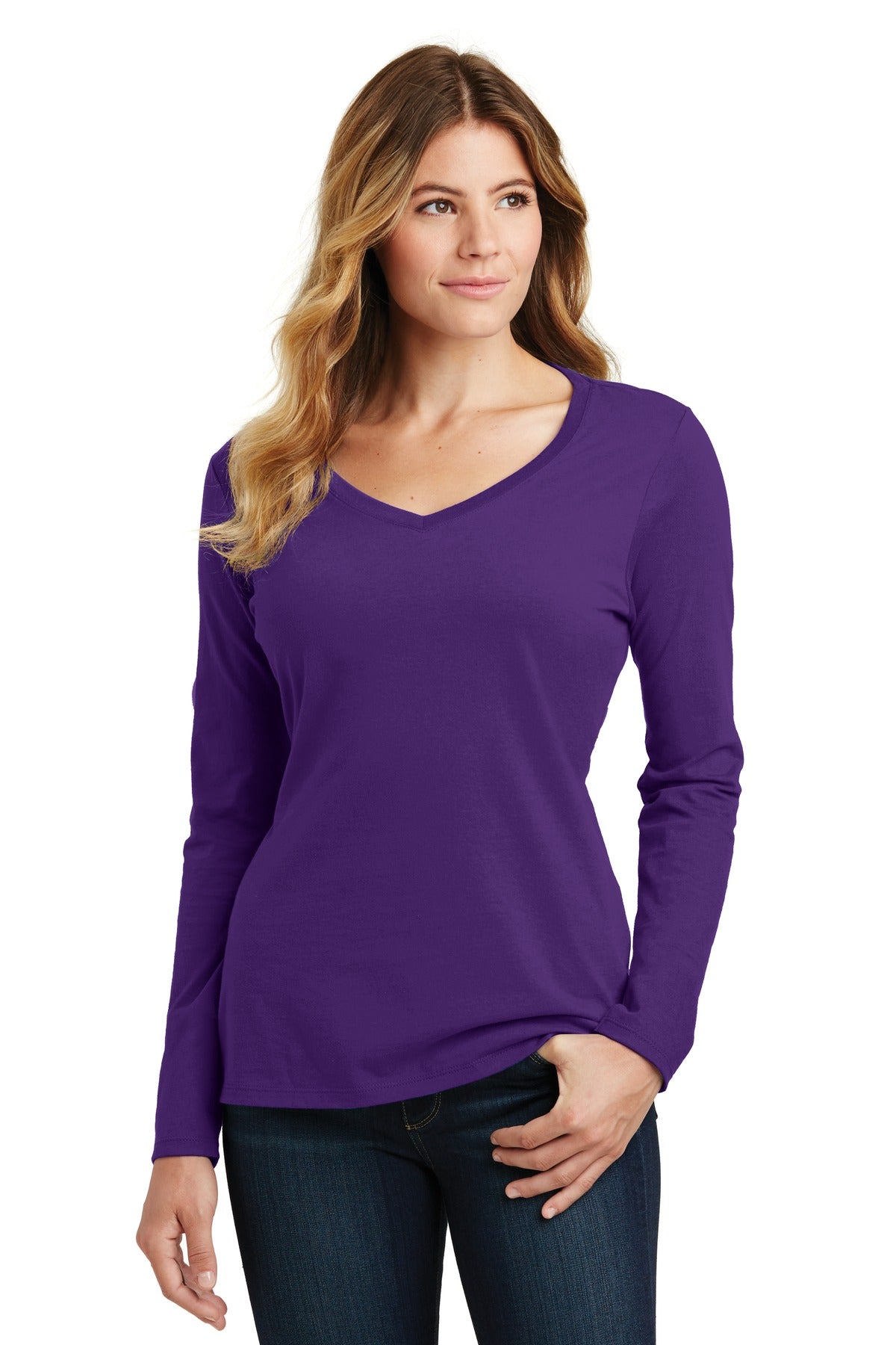Port & Co ™ Women's Long Sleeve Fan Favorite V-Neck Tee. LPC450VLS - Port & Company LPC450VLS