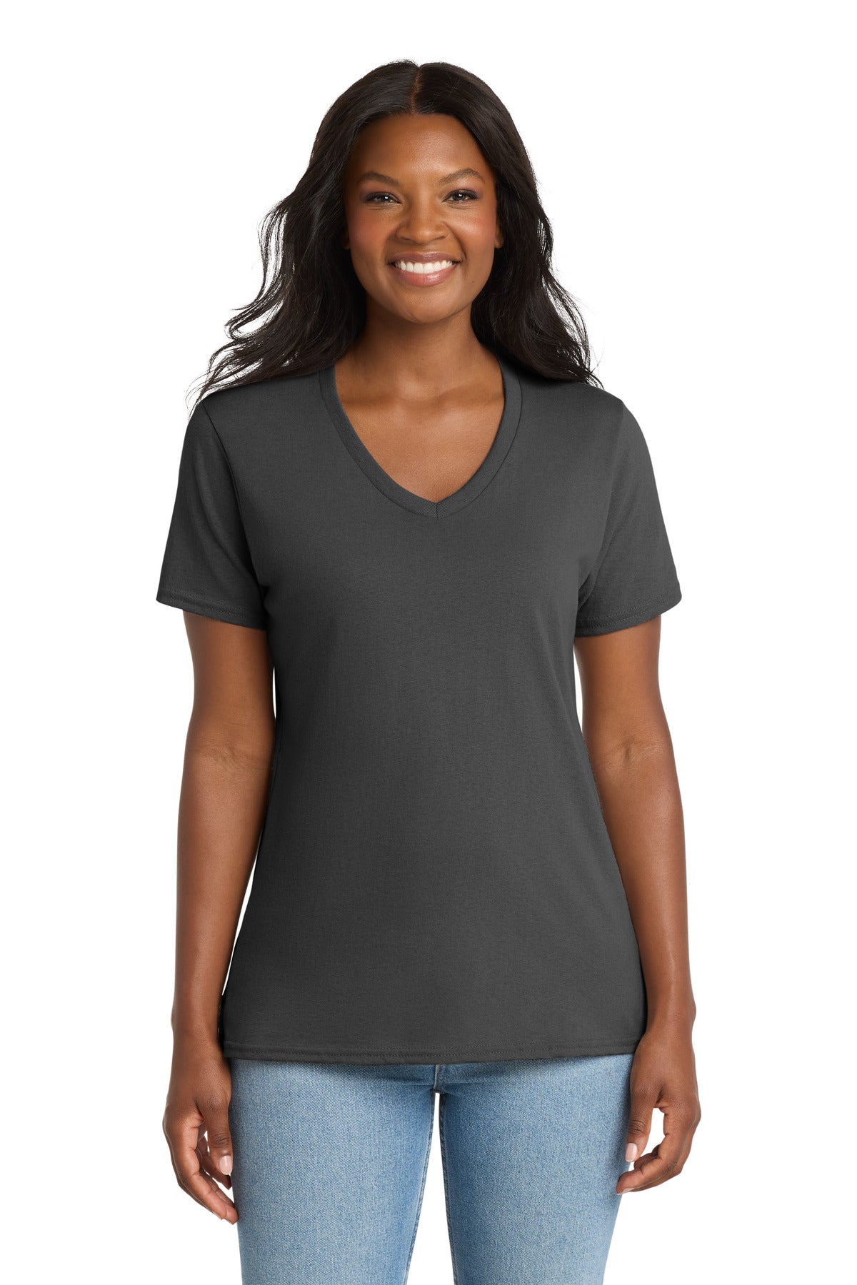Port & Company LPC54V Women's Core Cotton V-Neck Tee