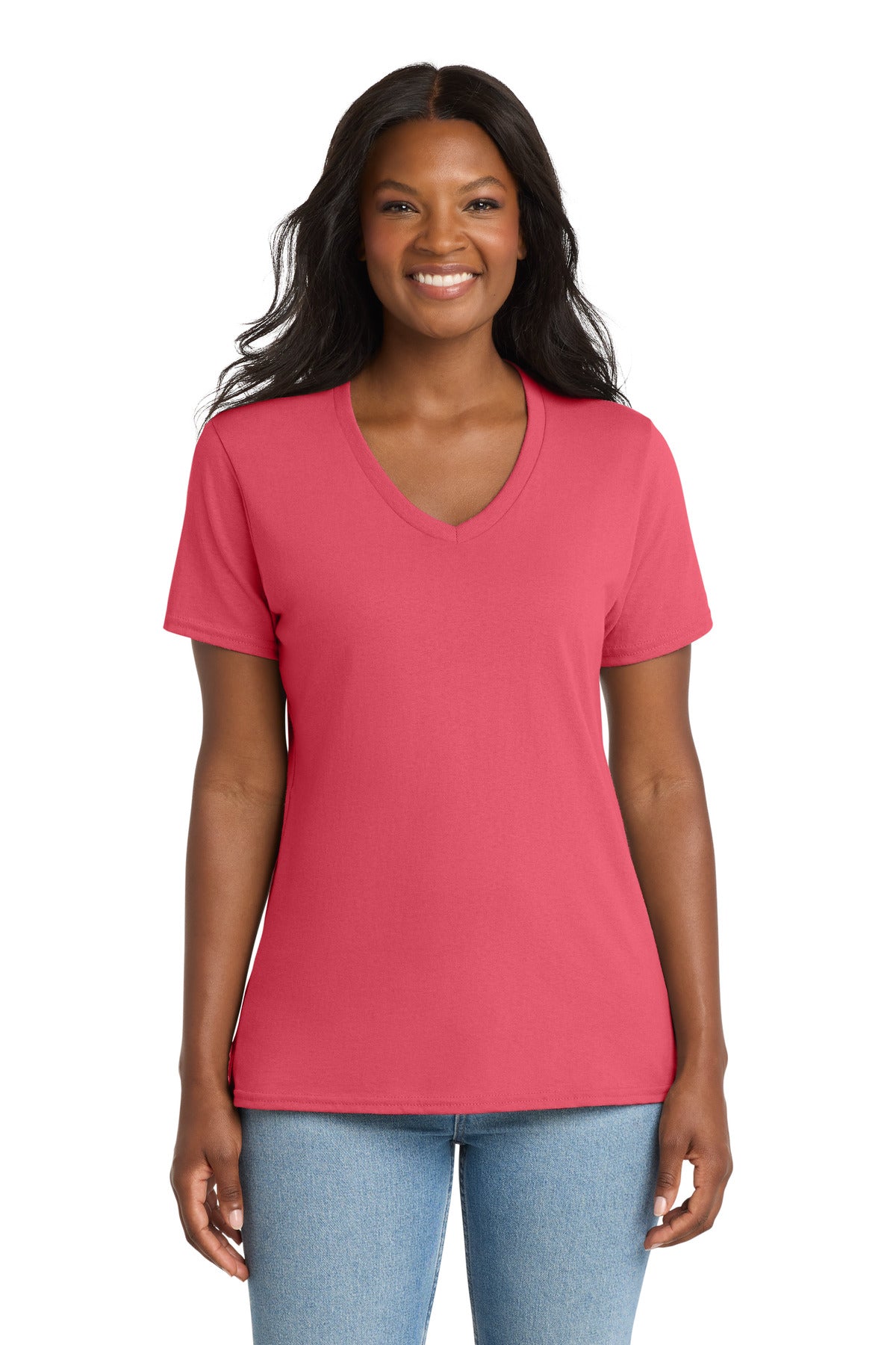 Port & Co ™ Women's Core Cotton V-Neck Tee. LPC54V - Port & Company LPC54V