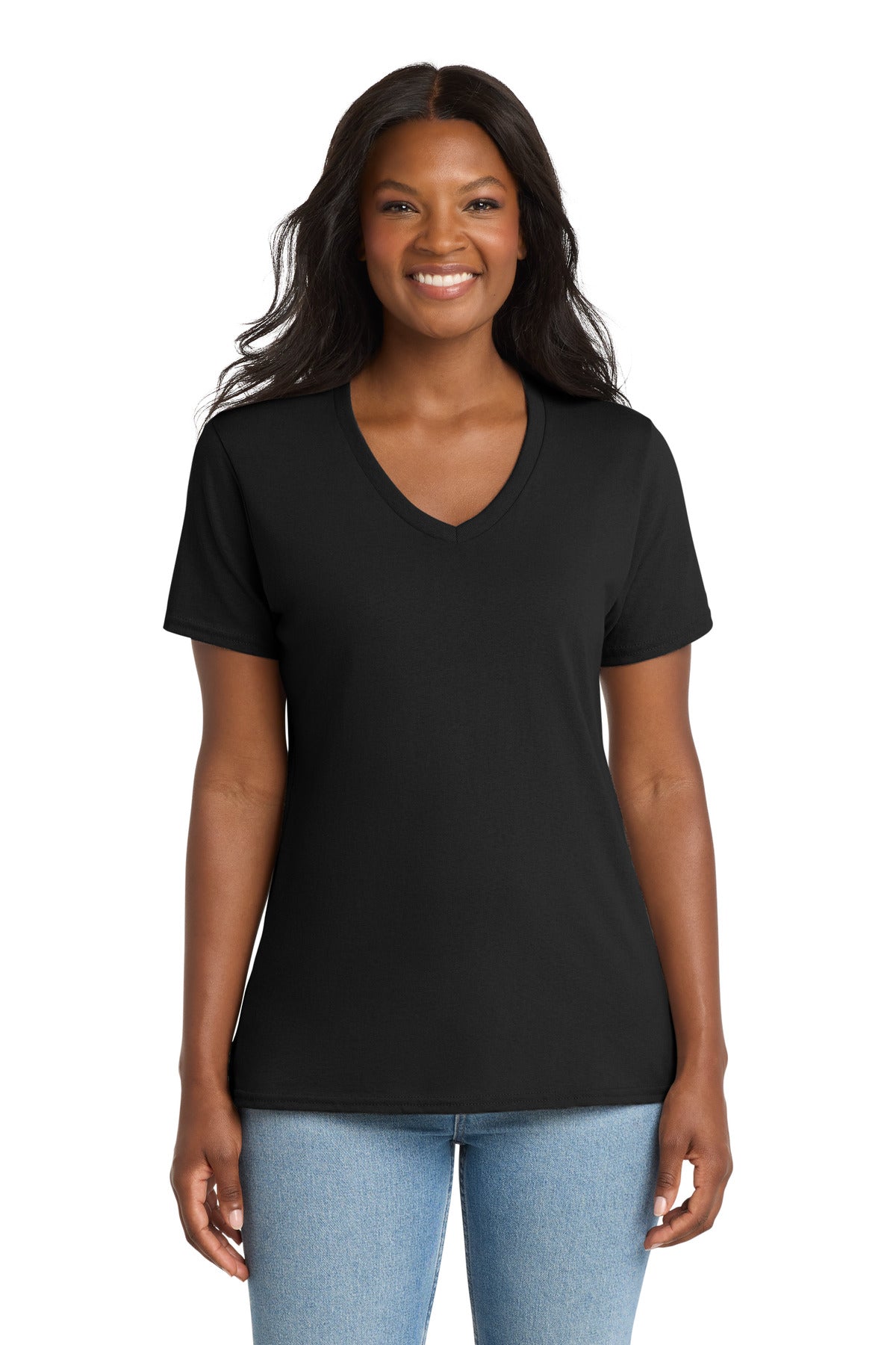 Port & Company LPC54V Women's Core Cotton V-Neck Tee