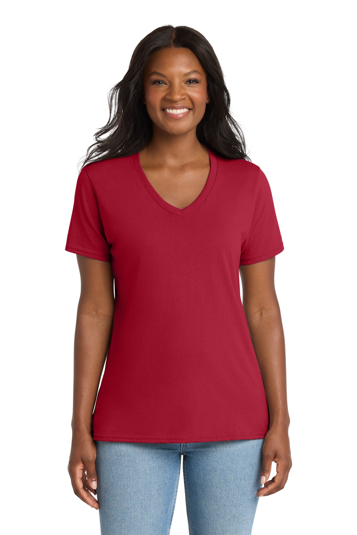 Port & Co ™ Women's Core Cotton V-Neck Tee. LPC54V - Port & Company LPC54V