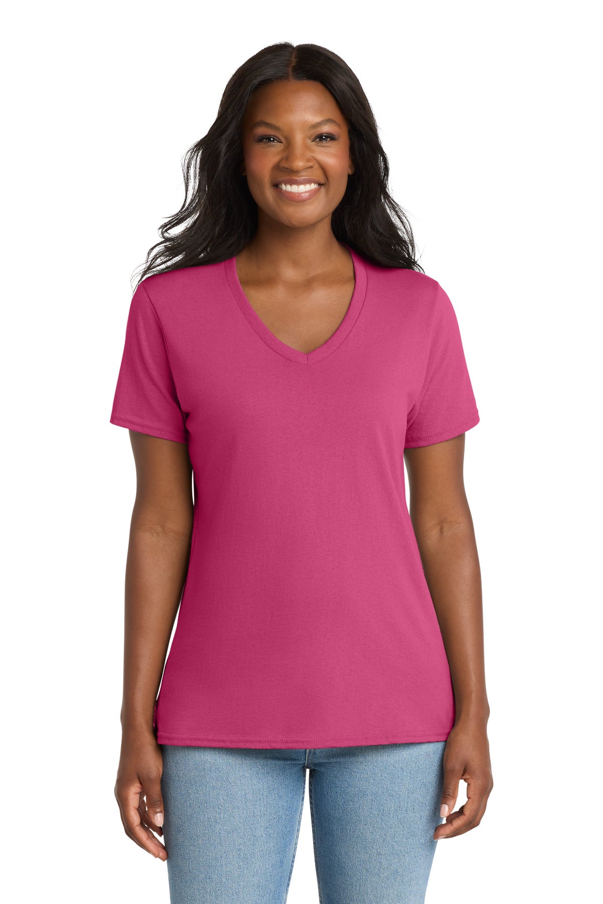 Port & Company LPC54V Women's Core Cotton V-Neck Tee