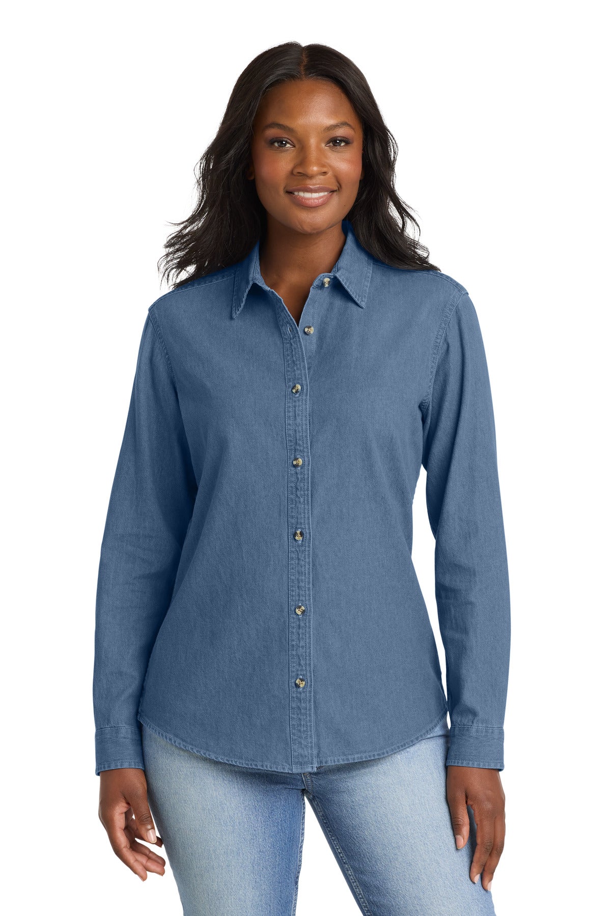 Port & Company LSP10 Women's Long Sleeve Value Denim Shirt | Port & Co LSP10