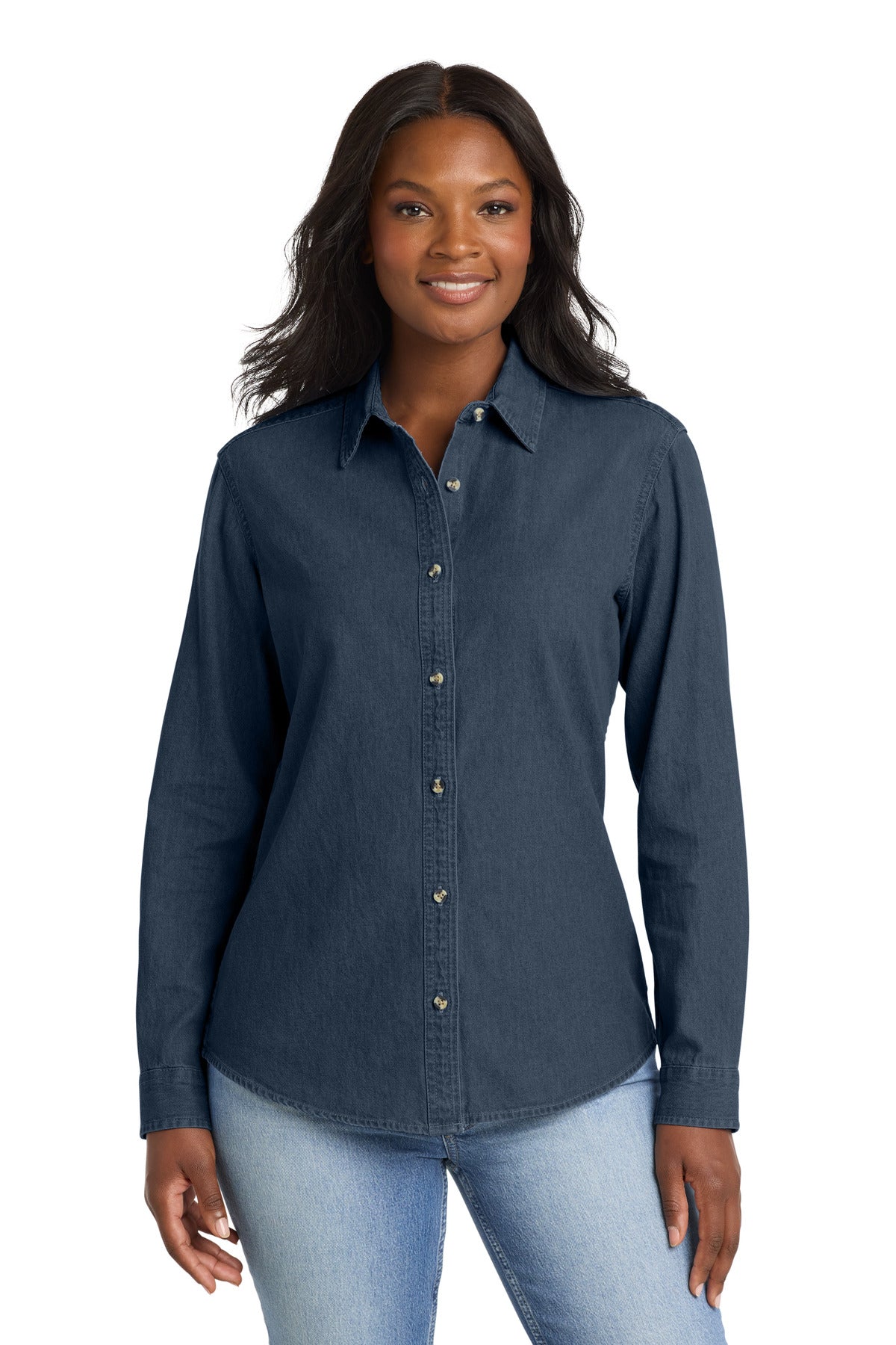 Port & Company LSP10 Women's Long Sleeve Value Denim Shirt | Port & Co LSP10