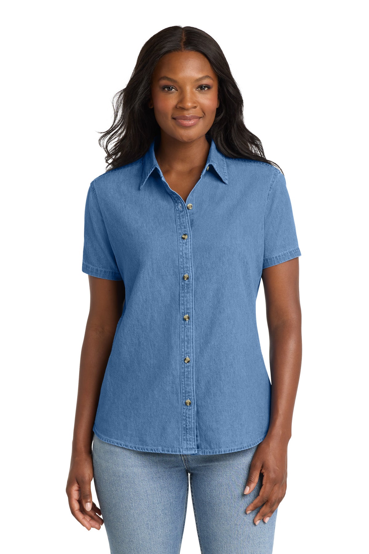 Port & Co ™ Women's Short Sleeve Value Denim Shirt. LSP11 - Port & Company LSP11