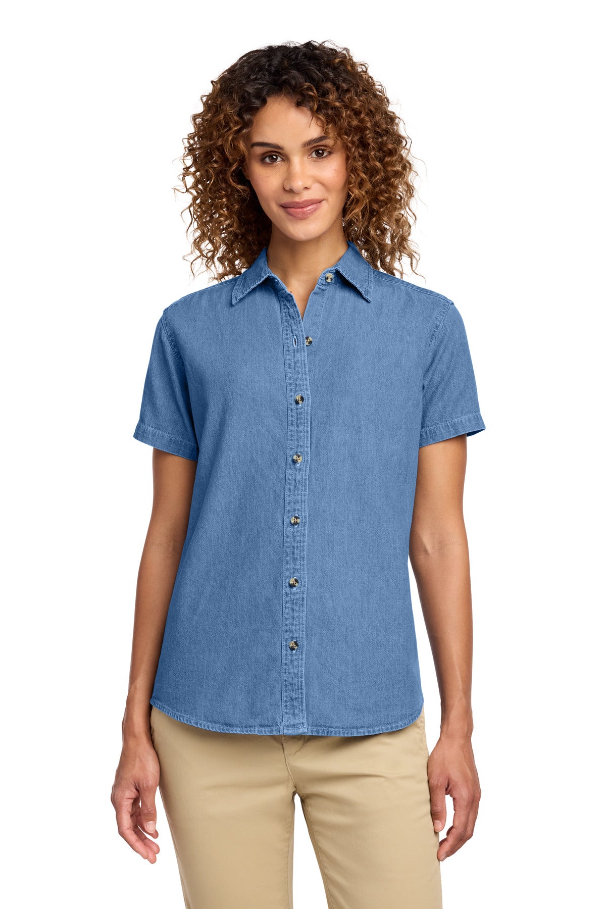 Port & Co ™ Women's Short Sleeve Value Denim Shirt. LSP11 - Port & Co LSP11