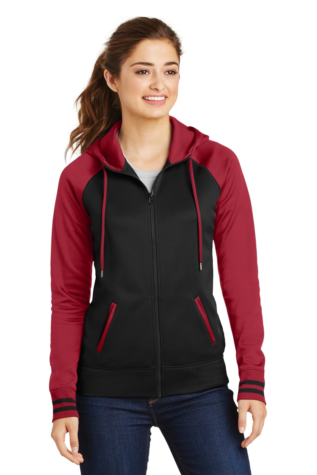 Sport-Tek ® Women's Sport-Wick ® Varsity Fleece Full-Zip Hooded Jacket. LST236 - Sport-Tek LST236