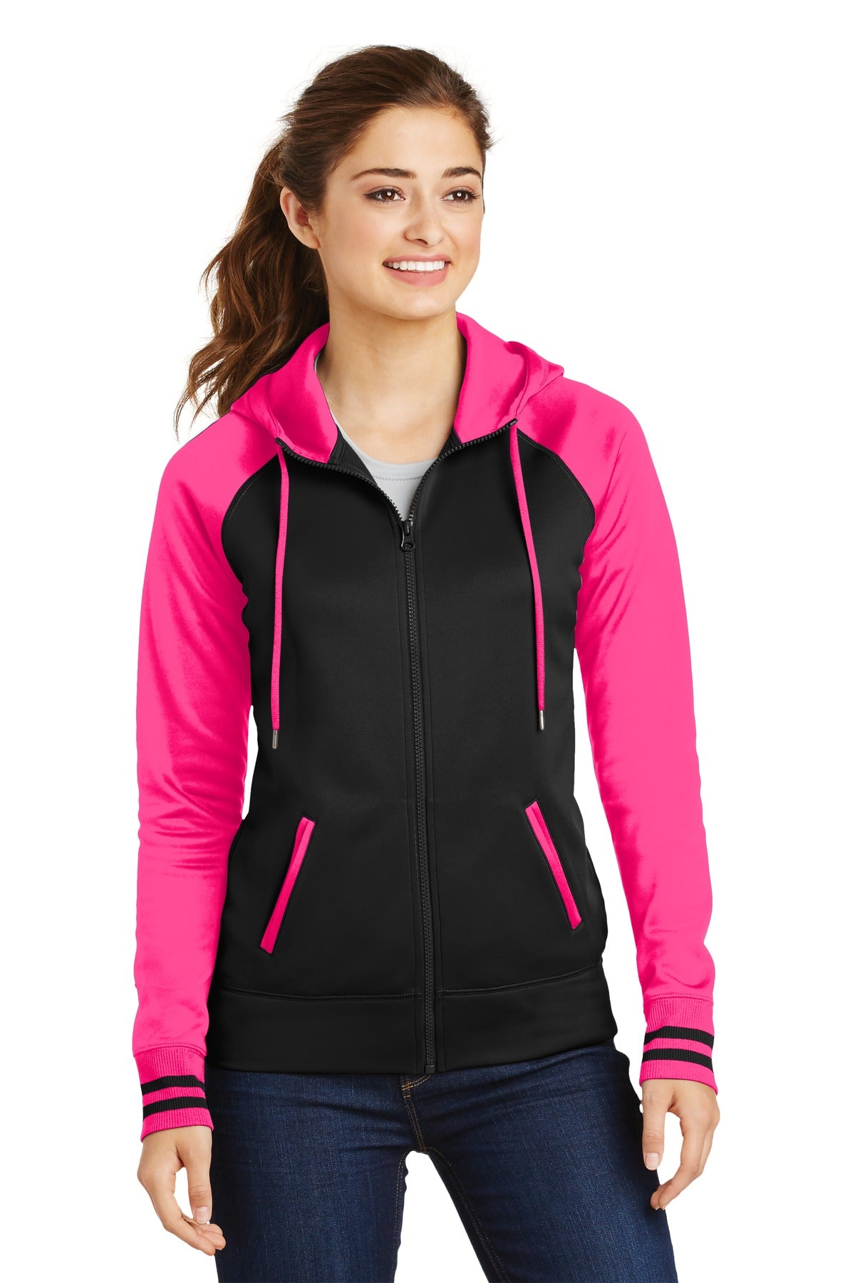 Sport-Tek ® Women's Sport-Wick ® Varsity Fleece Full-Zip Hooded Jacket. LST236 - Sport-Tek LST236
