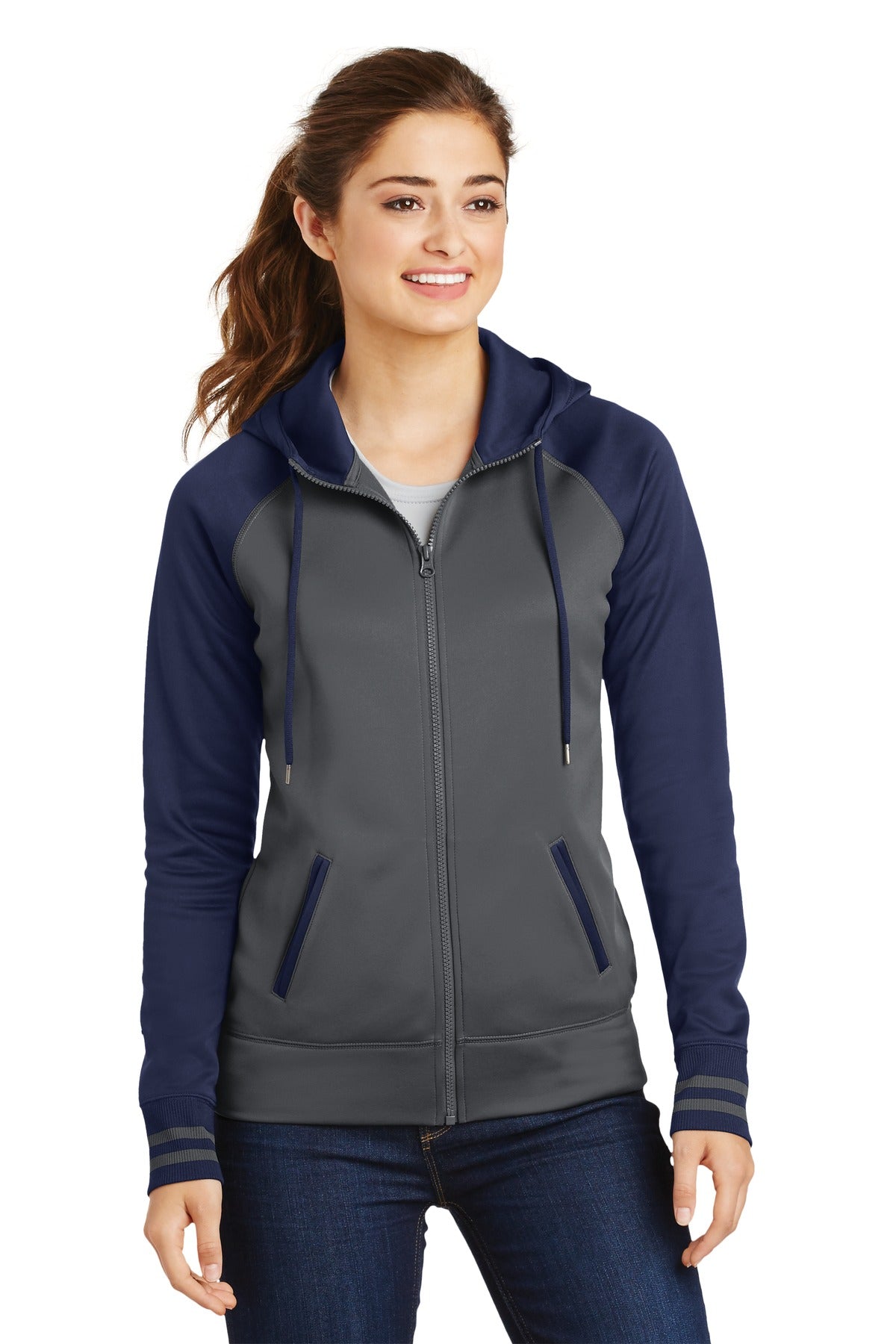 Sport-Tek ® Women's Sport-Wick ® Varsity Fleece Full-Zip Hooded Jacket. LST236 - Sport-Tek LST236